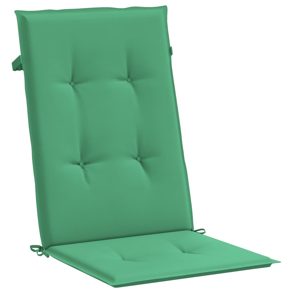 vidaXL Cojín silla de jardín respaldo alto 2 uds tela verde 120x50x3cm
