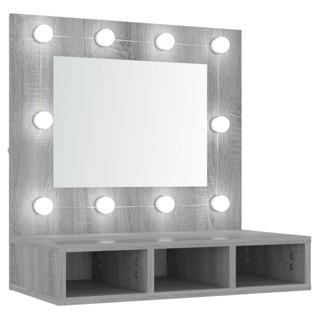 vidaXL Mueble con espejo y LED color gris Sonoma 60x31,5x62 cm