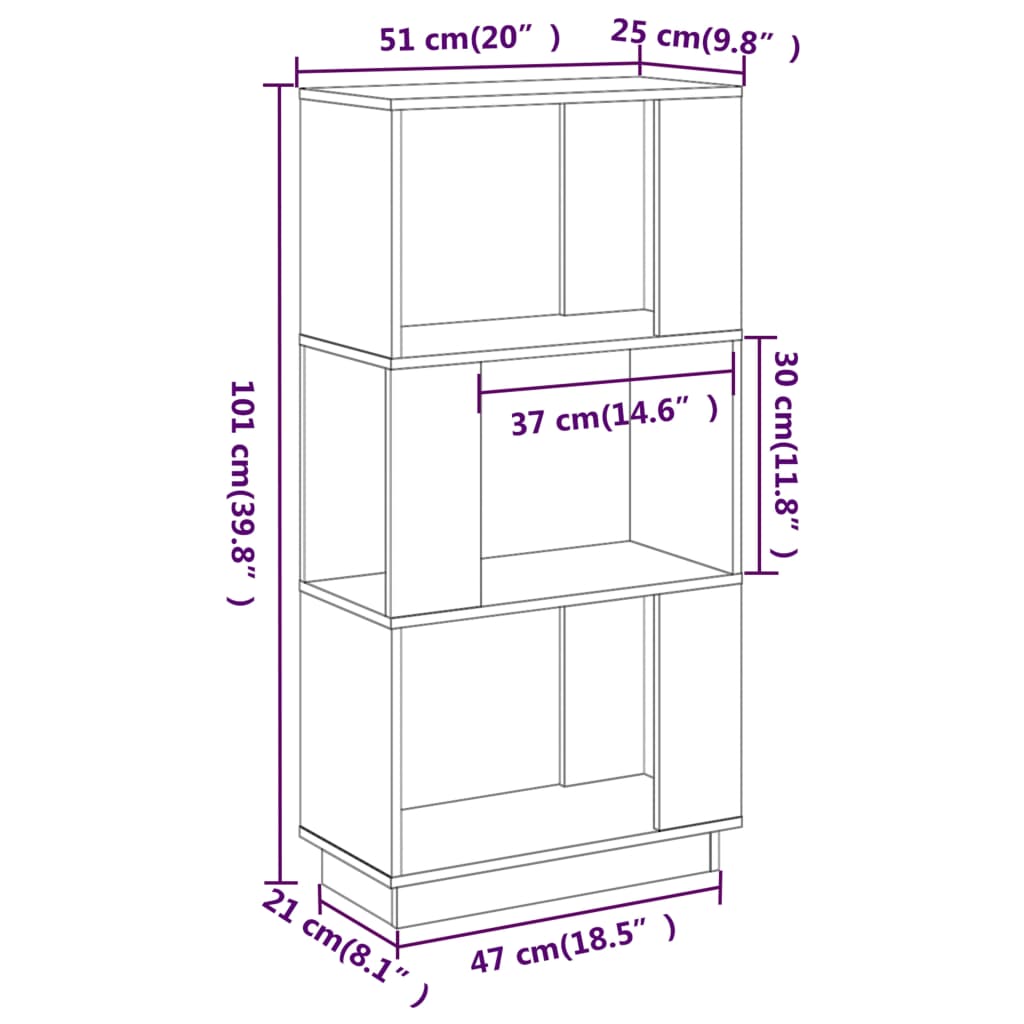vidaXL Estantería/divisor de espacios madera de pino gris 51x25x101 cm