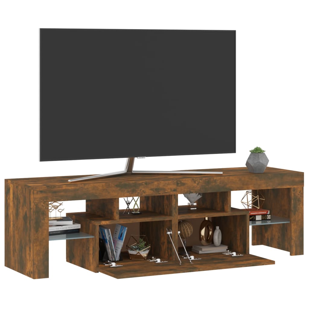 vidaXL Mueble de TV con luces LED color roble ahumado 140x36,5x40 cm