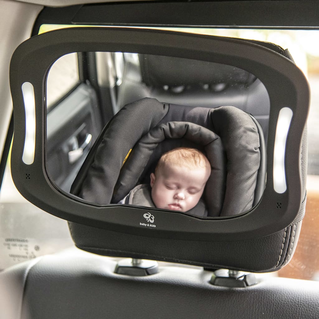 A3 Baby & Kids Espejo retrovisor para bebé con LED negro 28,5x21,4x8cm