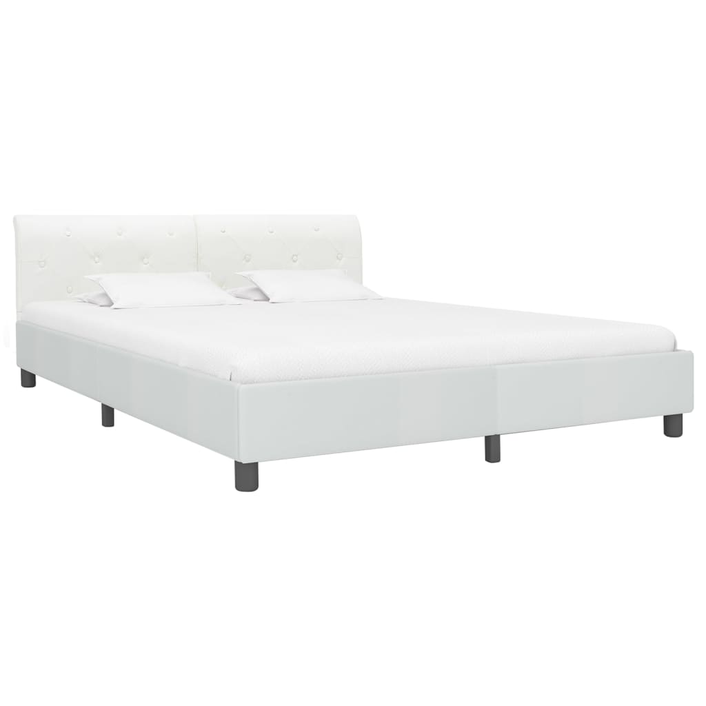 vidaXL Estructura de cama de cuero sintético blanco 180x200 cm