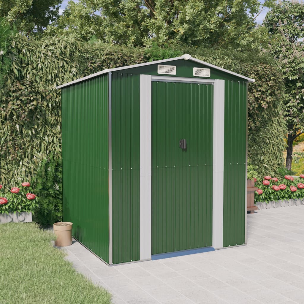 vidaXL Cobertizo de jardín acero galvanizado verde 192x191x223 cm
