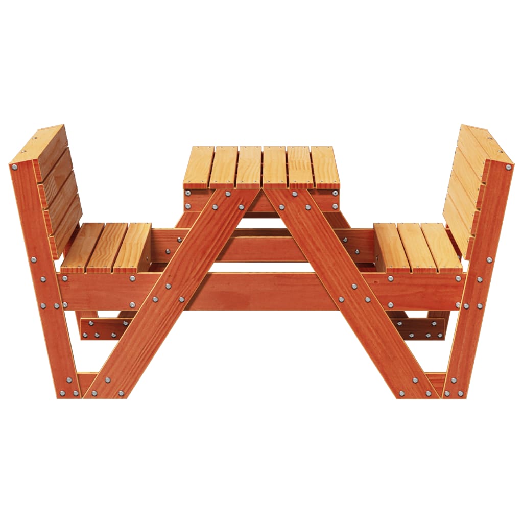 vidaXL Mesa de pícnic para niños madera pino marrón cera 88x122x58 cm