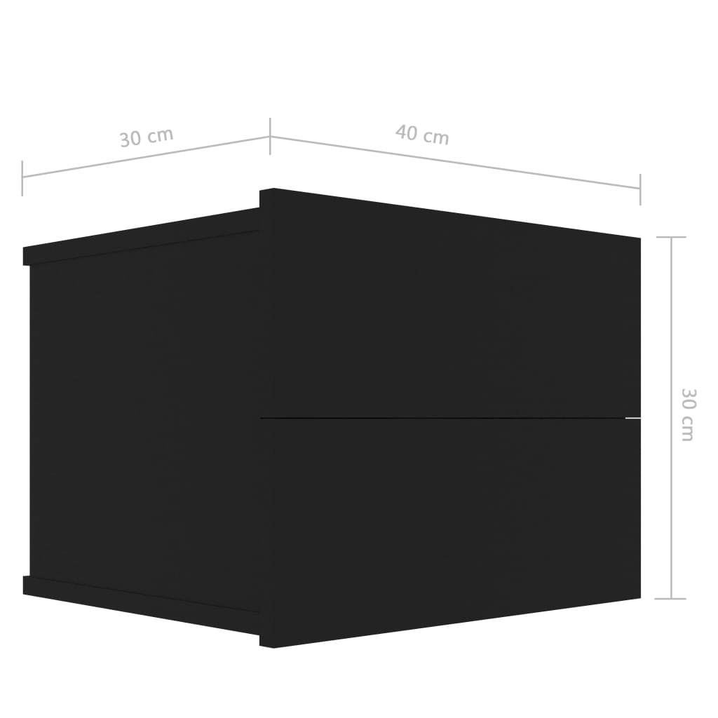 vidaXL Mesita de noche madera contrachapada negro 40x30x30 cm