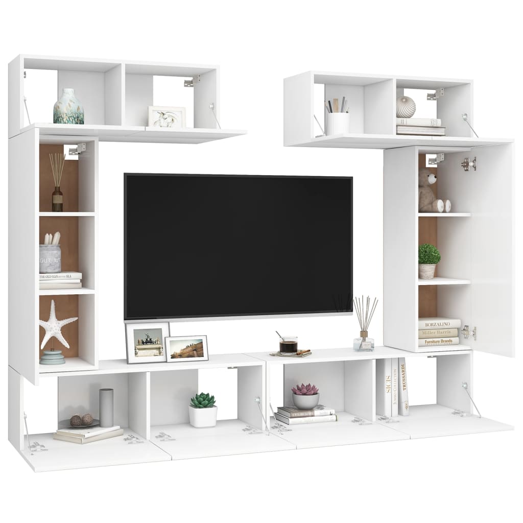 vidaXL Set de muebles de salón TV 6 piezas madera de ingeniería blanco