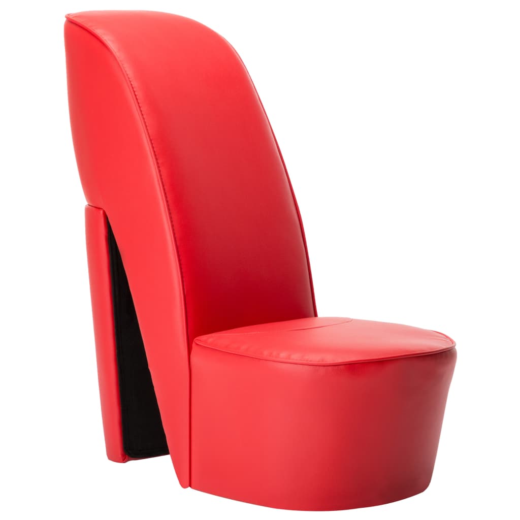 vidaXL Sillón con forma de zapato de tacón cuero sintético rojo