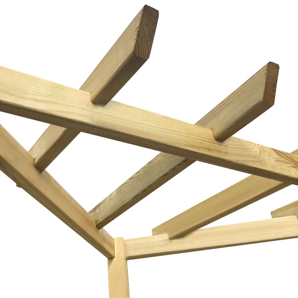vidaXL Pérgola esquinera de madera de pino con asiento 130x130x197 cm