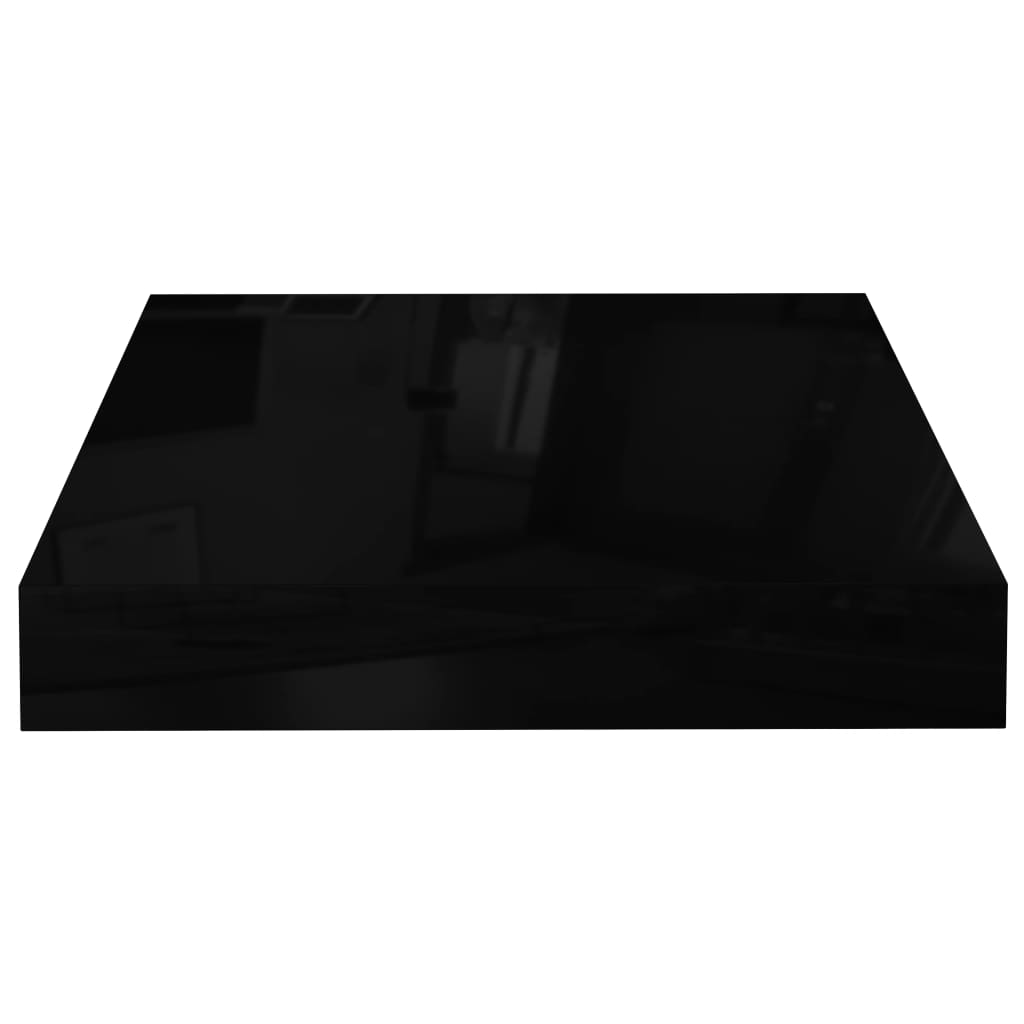 vidaXL Estante flotante de pared 4 uds MDF negro brillo 23x23,5x3,8cm
