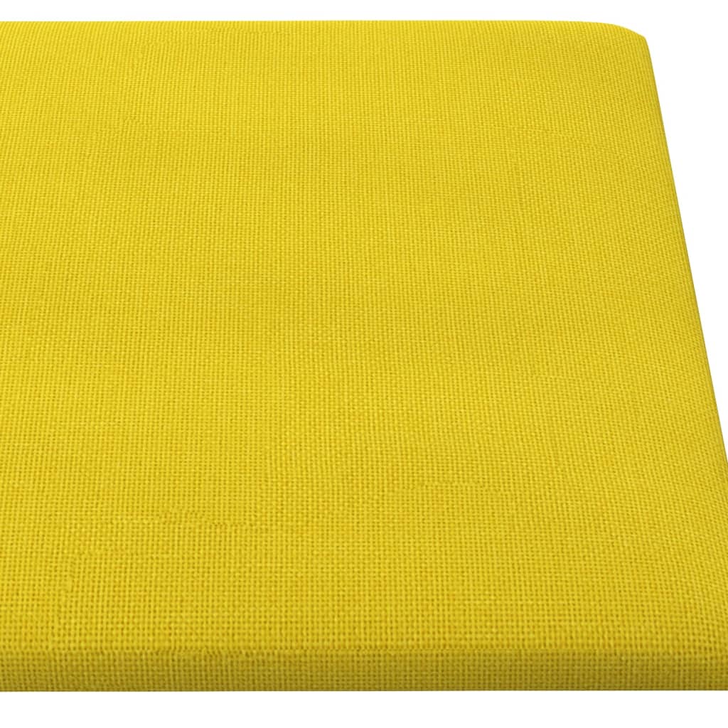 vidaXL Paneles de pared 12 uds tela amarillo claro 90x15 cm 1,62 m²
