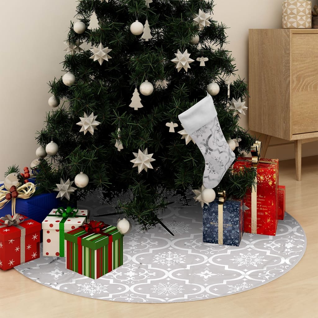 vidaXL Falda del árbol de Navidad de lujo y calcetín tela blanco 122cm