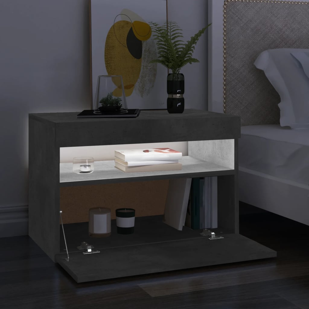vidaXL Muebles de TV con luces LED 2 uds gris hormigón 60x35x40 cm