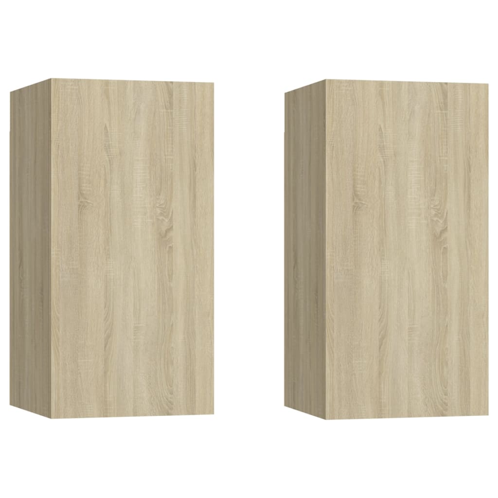 vidaXL Mueble de TV 2 uds madera contrachapada roble 30,5x30x60 cm