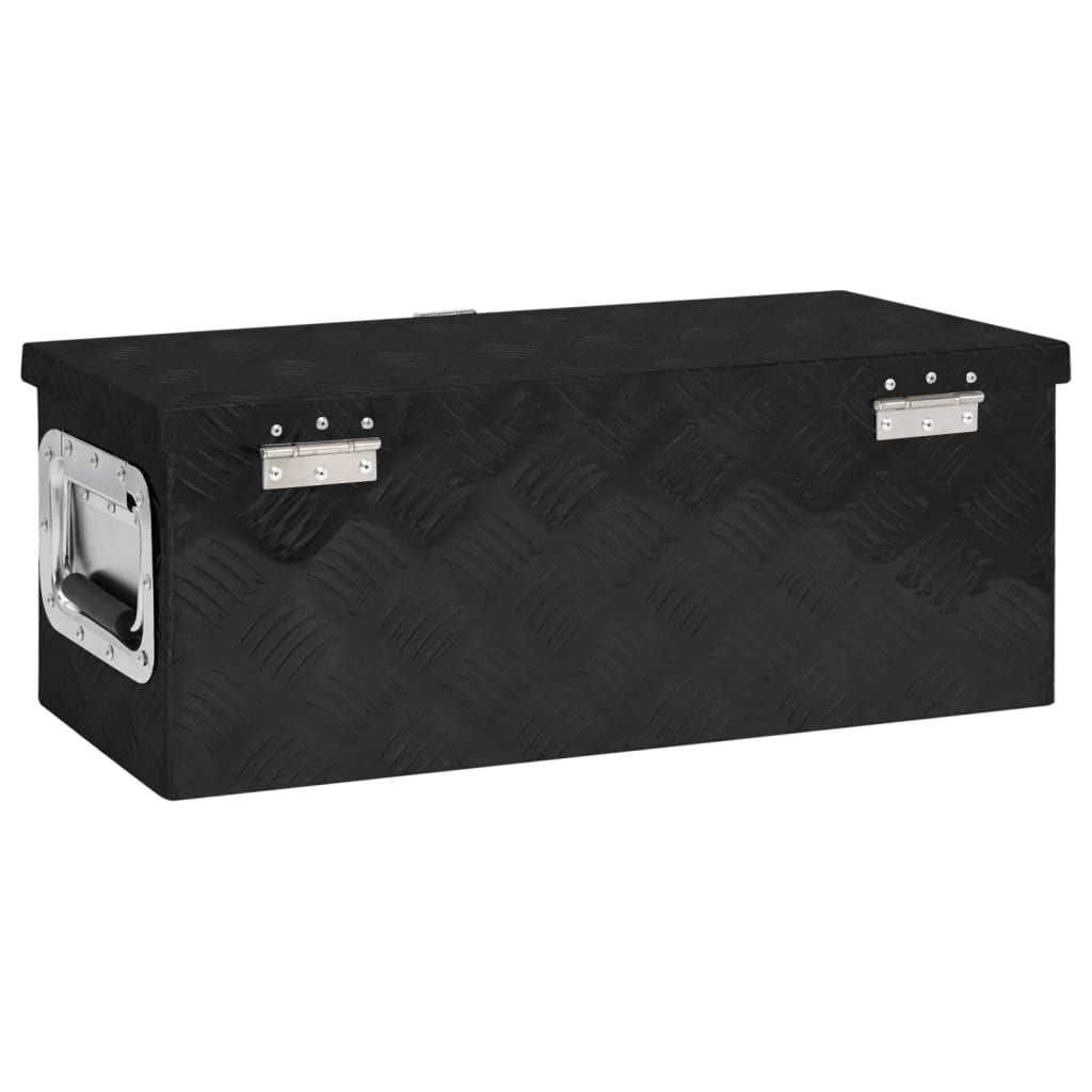 vidaXL Caja de almacenaje de aluminio negro 60x23,5x23 cm