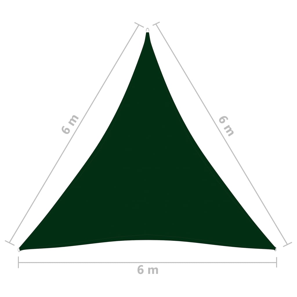 vidaXL Toldo de vela triangular de tela oxford verde oscuro 6x6x6 m