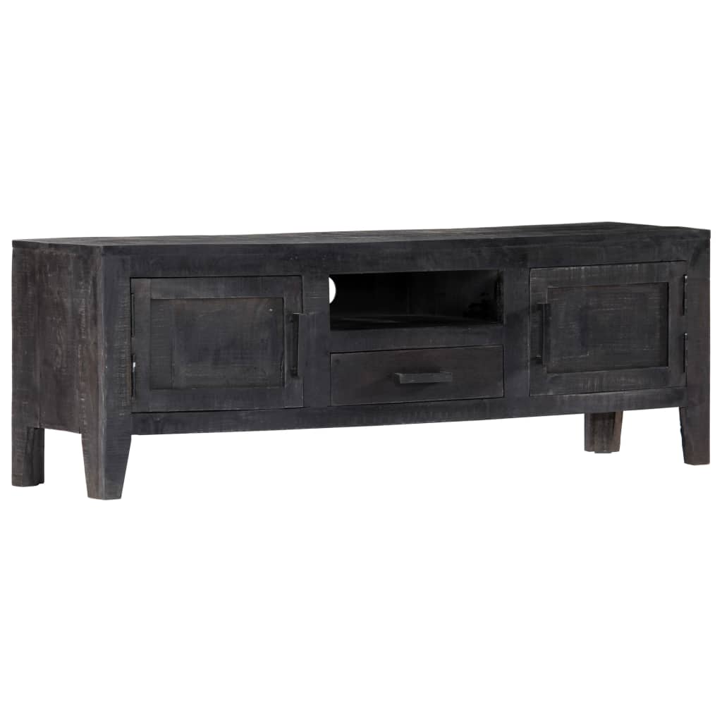 vidaXL Mueble para TV de madera maciza de mango negro 118x30x40 cm