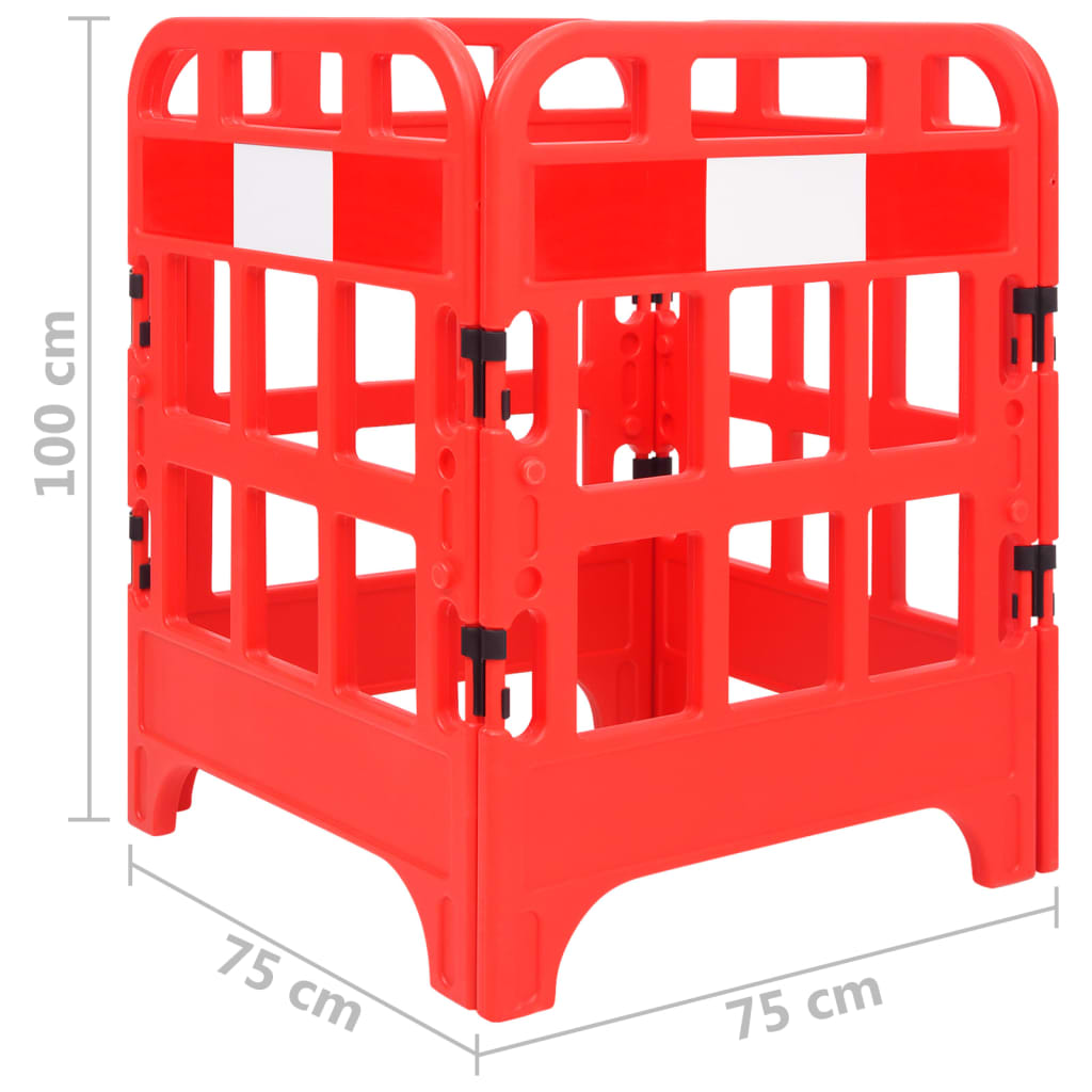 vidaXL Barreras de tráfico 4 piezas roja 75x75x100 cm