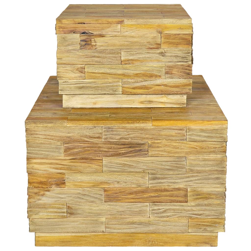 vidaXL Juego de mesa de centro 2 piezas de madera de teca maciza