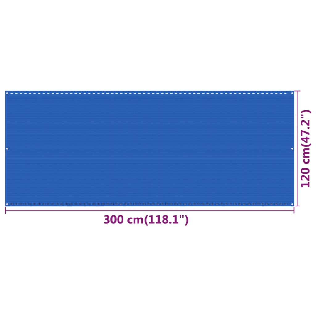 vidaXL Toldo para balcón HDPE azul 120x300 cm
