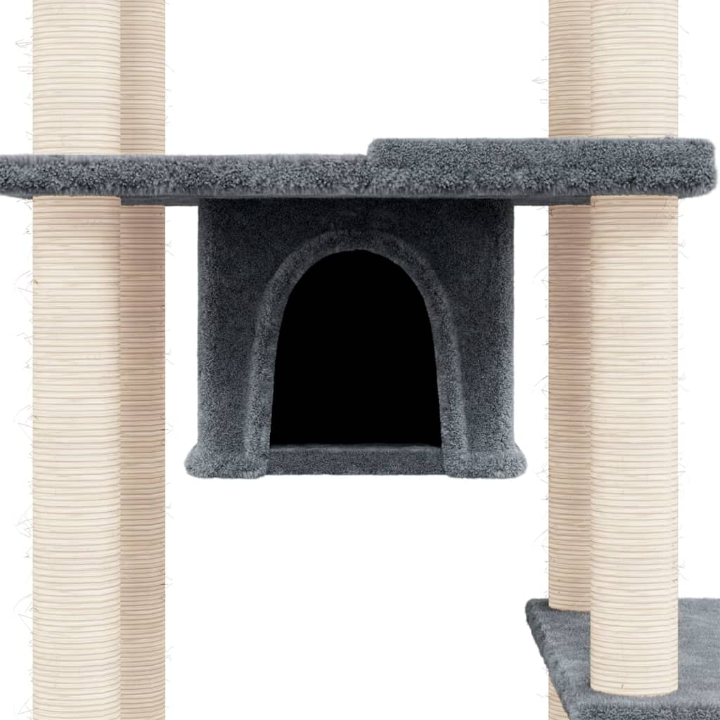 vidaXL Rascador para gatos con postes de sisal gris oscuro 176 cm