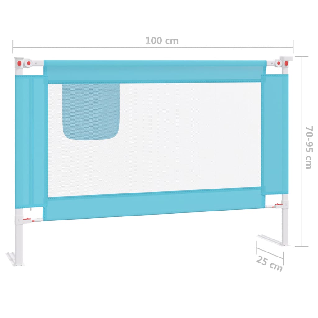 vidaXL Barandilla de seguridad cama de niño azul tela 100x25 cm