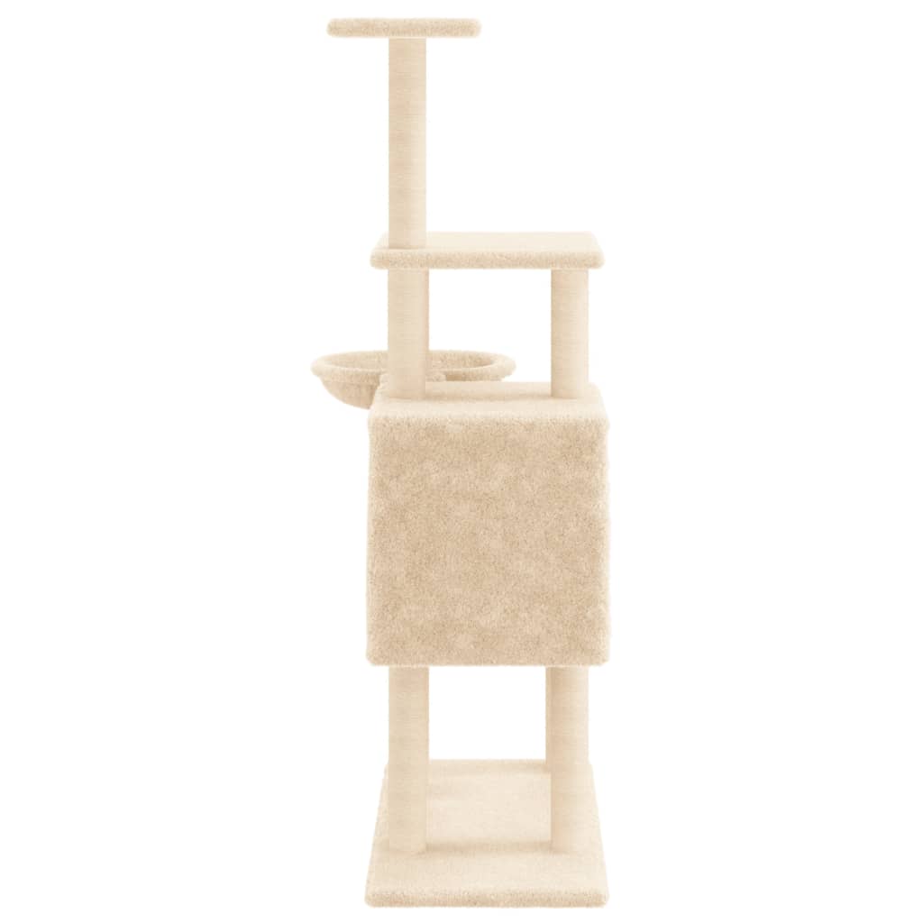 vidaXL Rascador para gatos con postes de sisal crema 131 cm