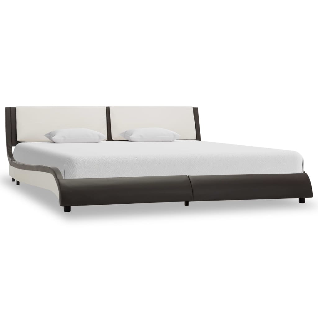 vidaXL Estructura de cama cuero sintético gris y blanca 150x200 cm