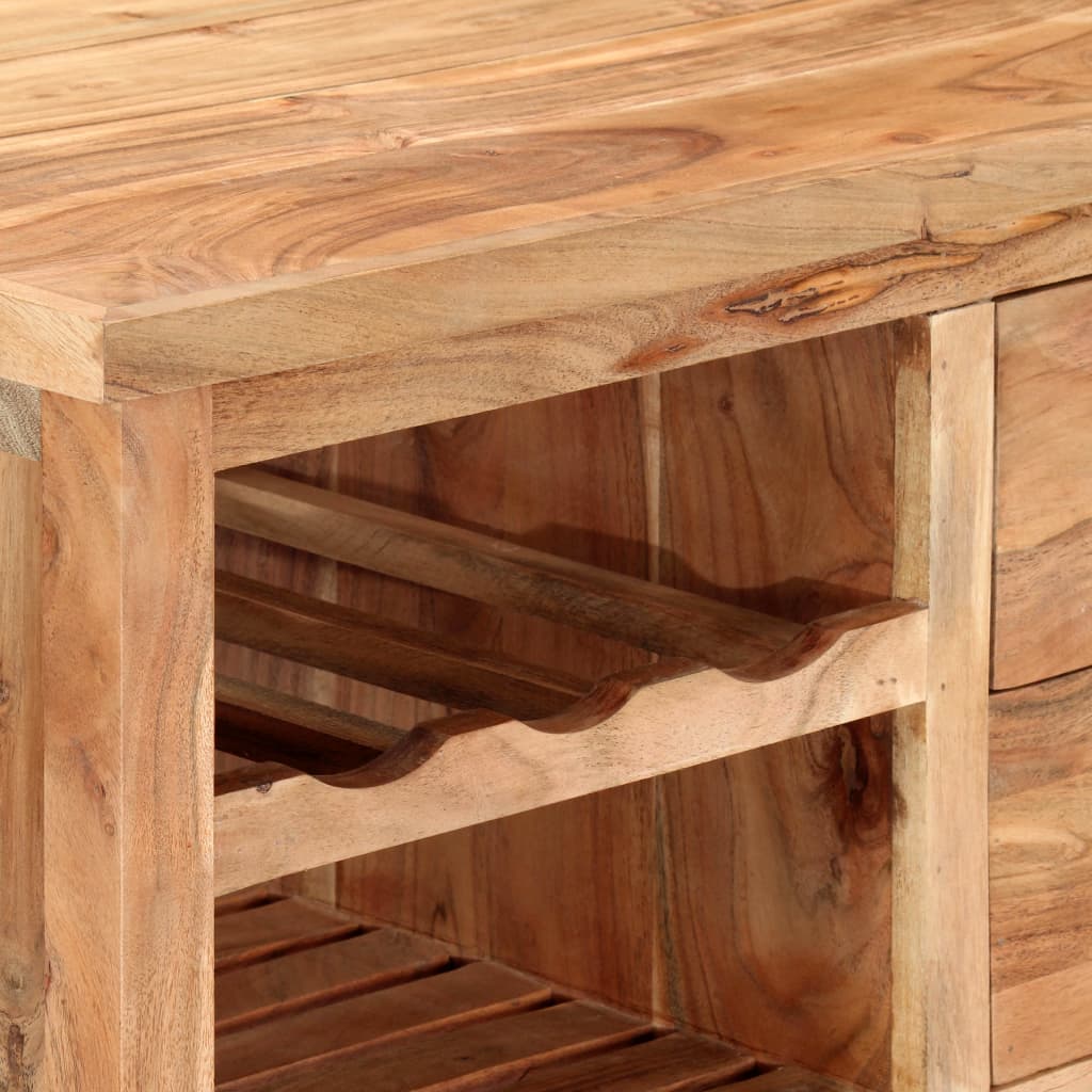 vidaXL Carrito de cocina de madera maciza de acacia 80x45x91 cm