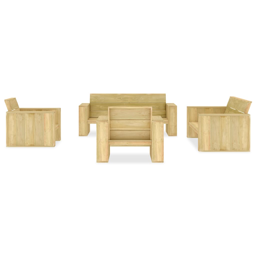 vidaXL Juego de muebles de jardín 5 piezas madera de pino impregnada