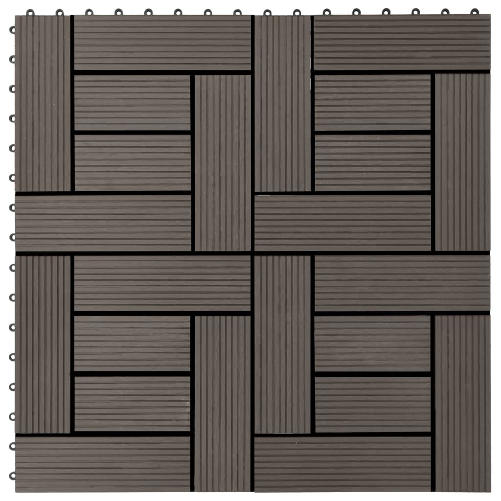 vidaXL Baldosas de porche de WPC 30x30 cm 1 m² marrón oscuro 11 uds