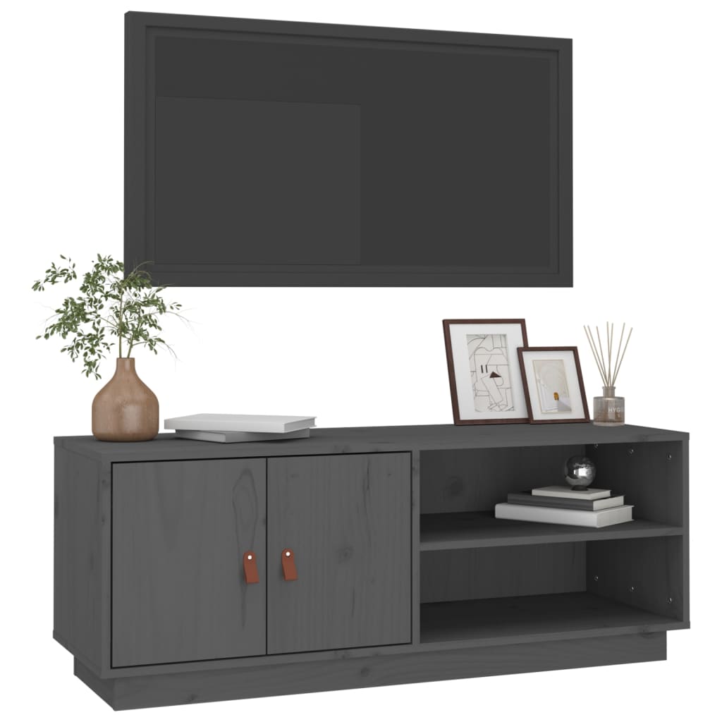 vidaXL Mueble de TV de madera maciza de pino gris 105x34x40 cm