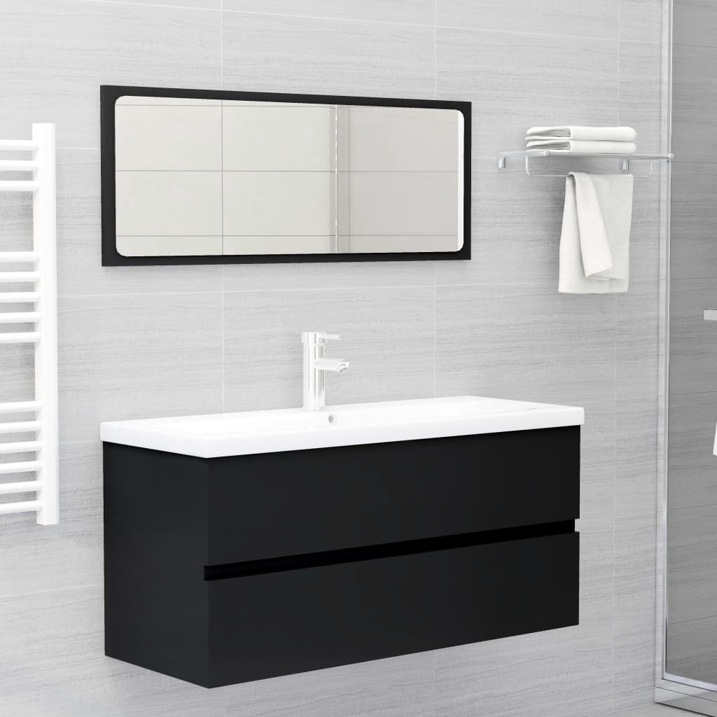 vidaXL Armario para lavabo madera contrachapada negro100x38,5x45 cm