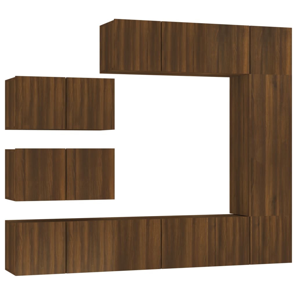 vidaXL Set de muebles para TV 8 pzas madera contrachapada roble marrón