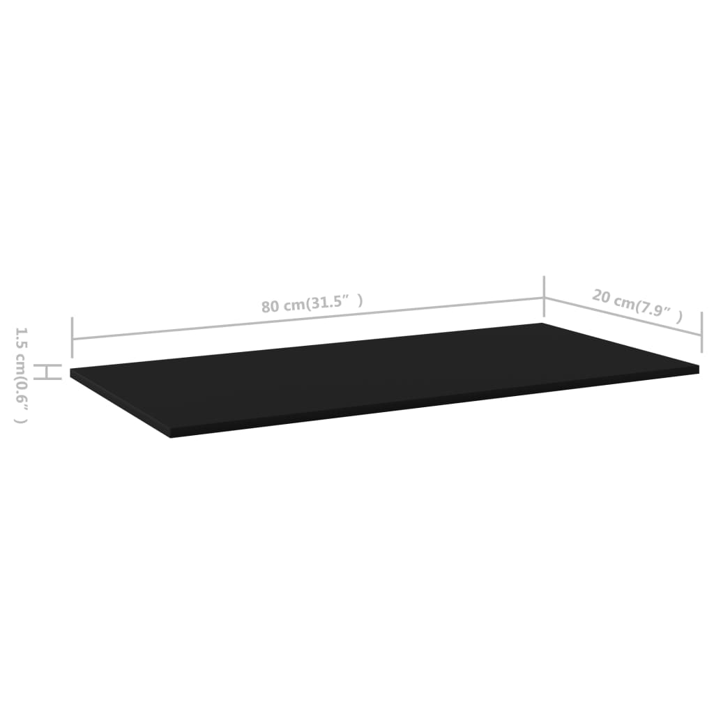 vidaXL Estantes para estantería 8 uds contrachapada negro 80x20x1,5 cm