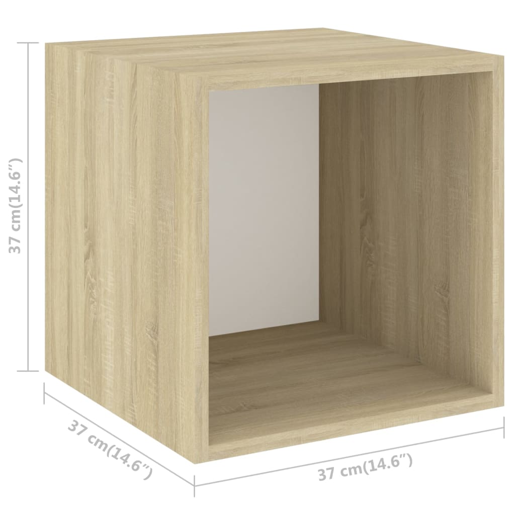 vidaXL Armario de pared 2 uds madera blanco y roble sonoma 37x37x37 cm