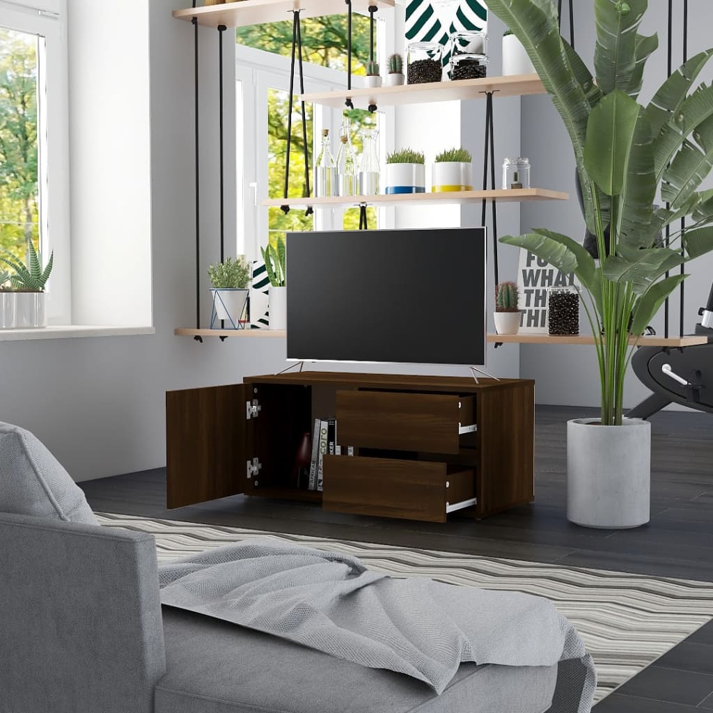 vidaXL Mueble de TV madera contrachapada roble marrón 80x34x36 cm