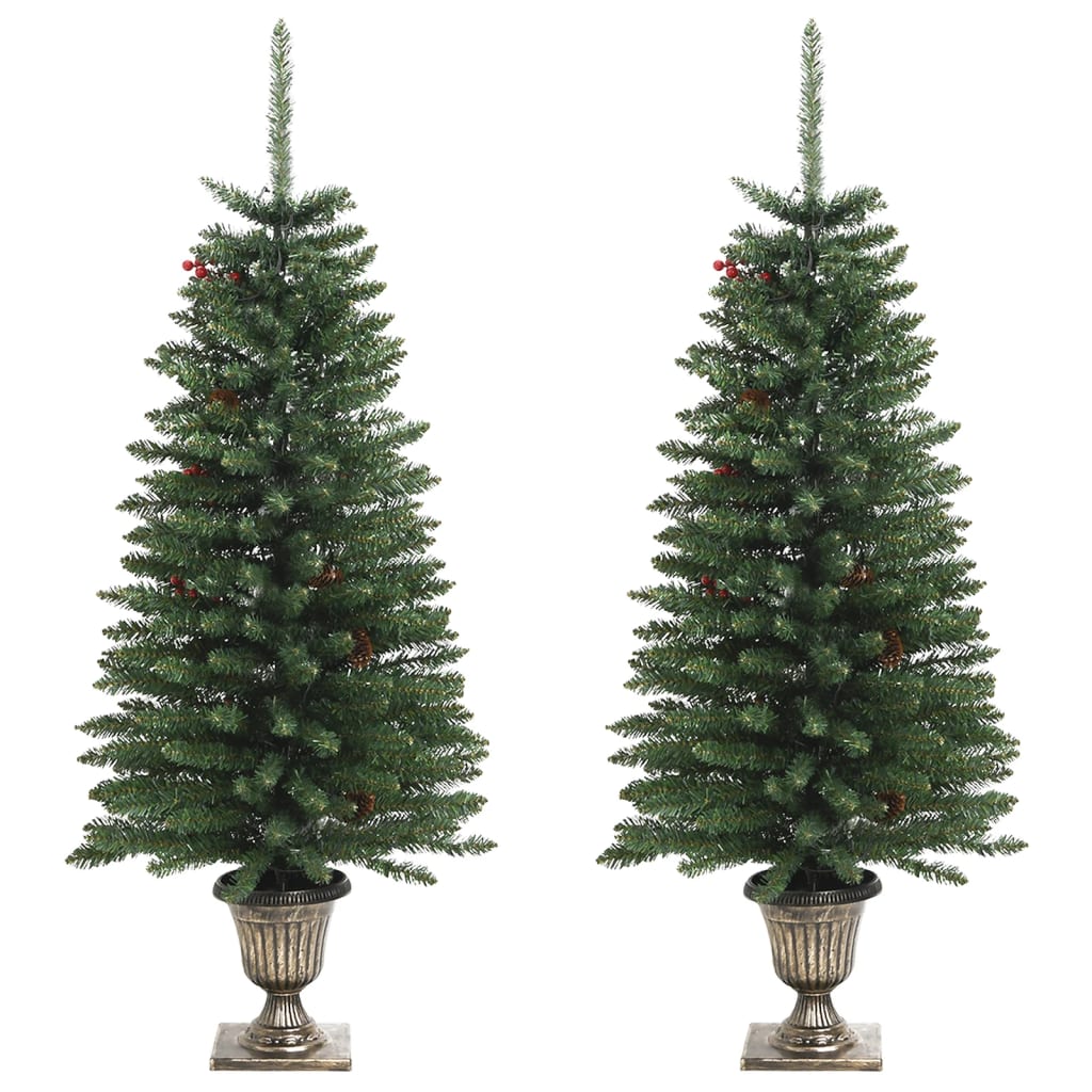vidaXL Árboles de Navidad artificiales 2 uds corona, guirnalda y LED