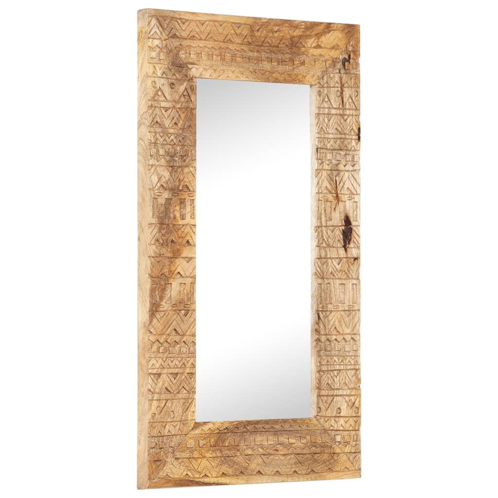 vidaXL Espejo tallado a mano madera maciza de mango 80x50x2,5 cm