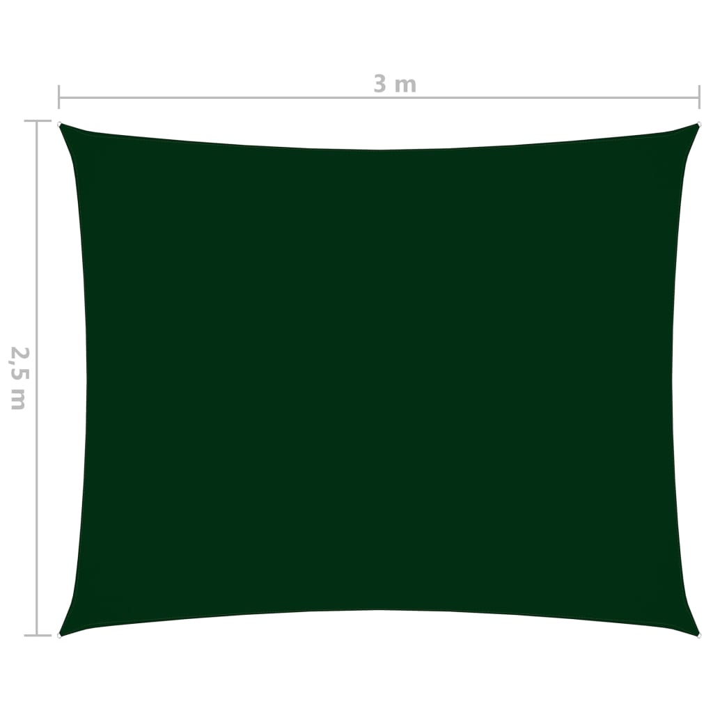 vidaXL Toldo de vela rectangular tela Oxford verde oscuro 2,5x3 m