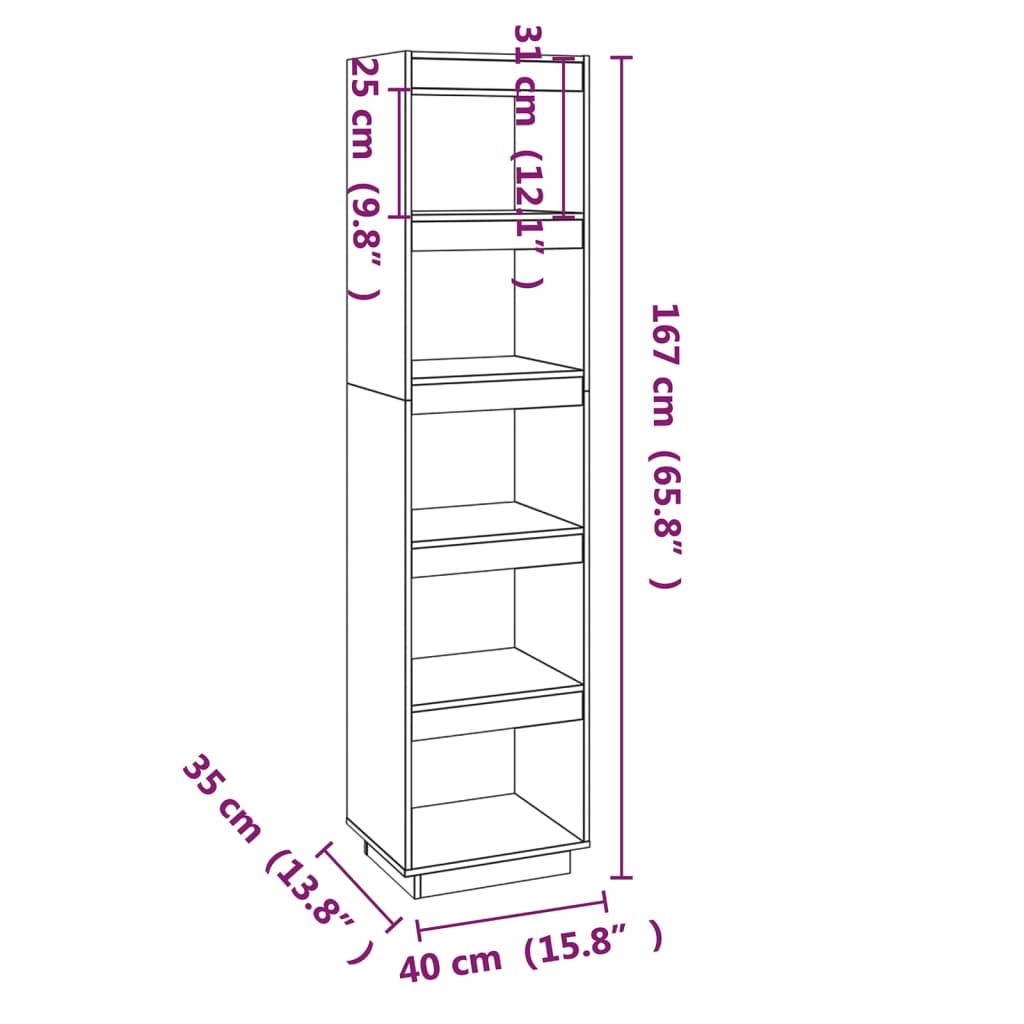 vidaXL Estantería/divisor de espacios madera pino blanco 40x35x167 cm