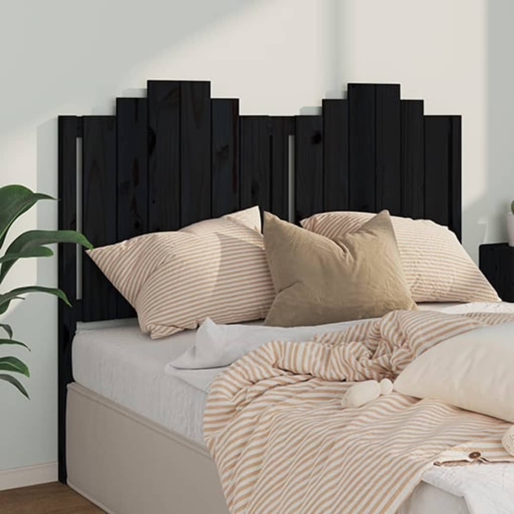 vidaXL Cabecero de cama madera maciza de pino negro 141x4x110 cm