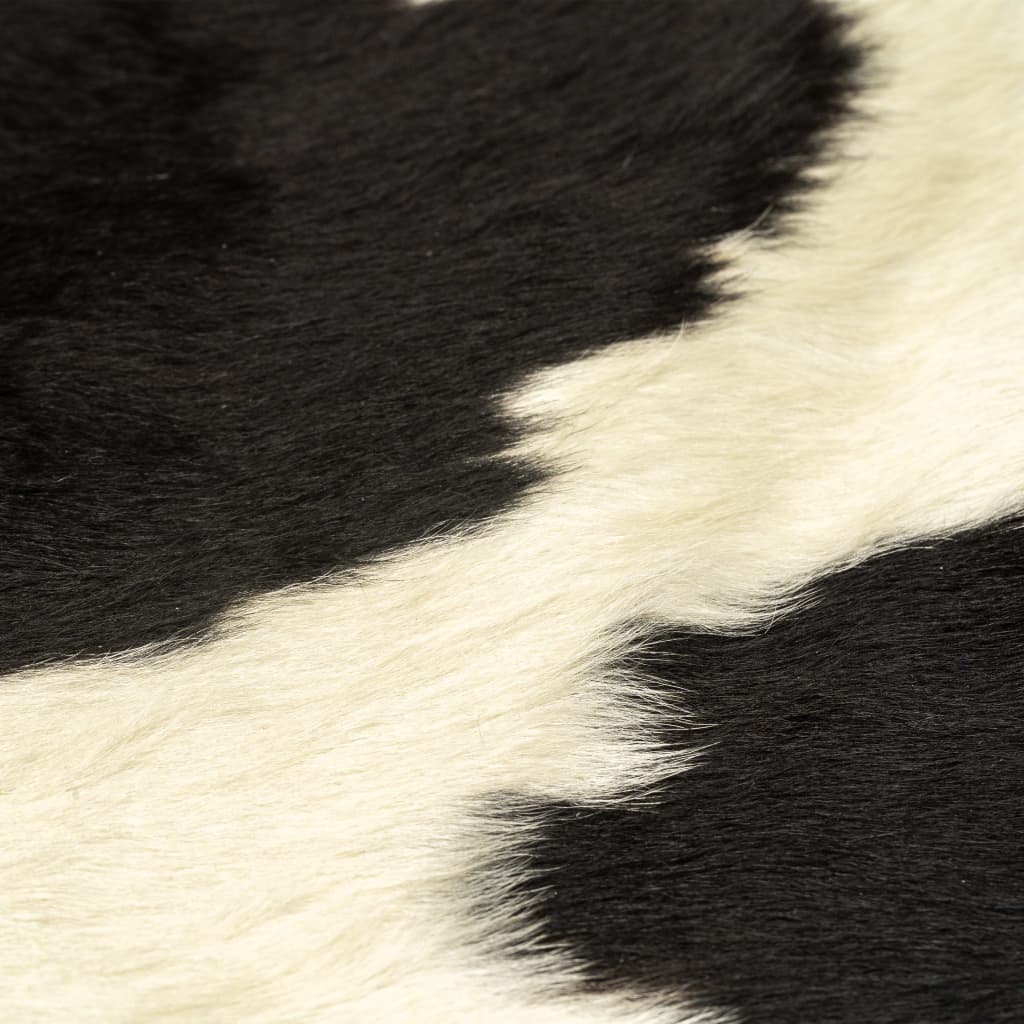 vidaXL Alfombra de piel de vaca real negro y blanco 150x170 cm