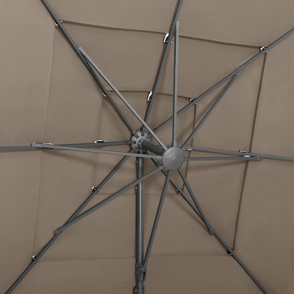 vidaXL Sombrilla de 4 niveles con poste aluminio gris taupe 250x250 cm