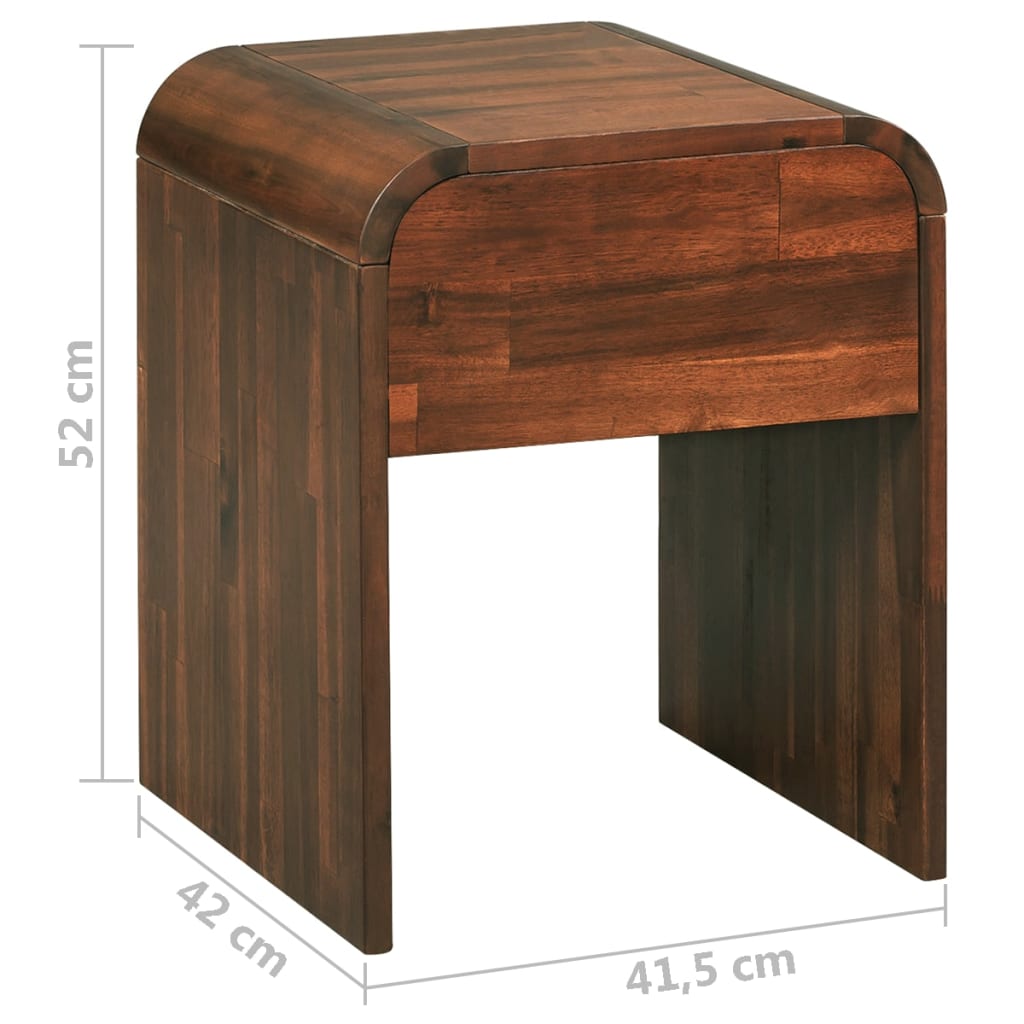 vidaXL Mesita de noche de madera maciza acacia 41,5x42x52 cm