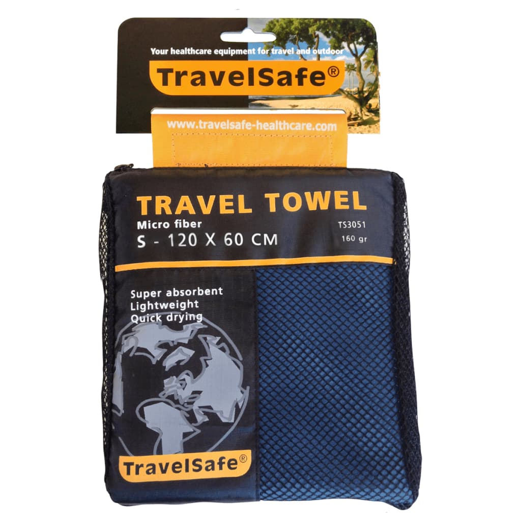 Travelsafe Toalla de viaje de microfibra talla S azul rey TS3051