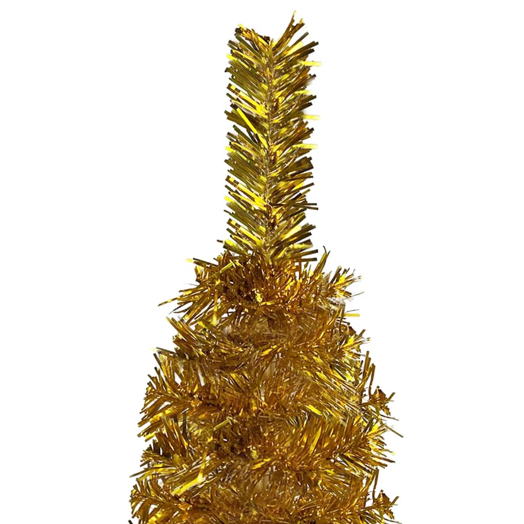 vidaXL Árbol de Navidad delgado con luces y bolas dorado 150 cm