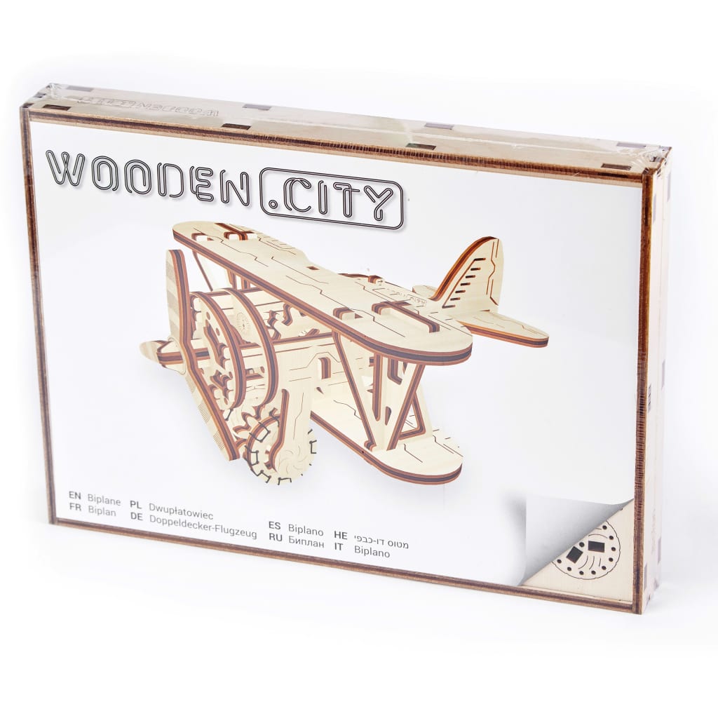 WOODEN CITY Kit de maqueta de biplano de madera