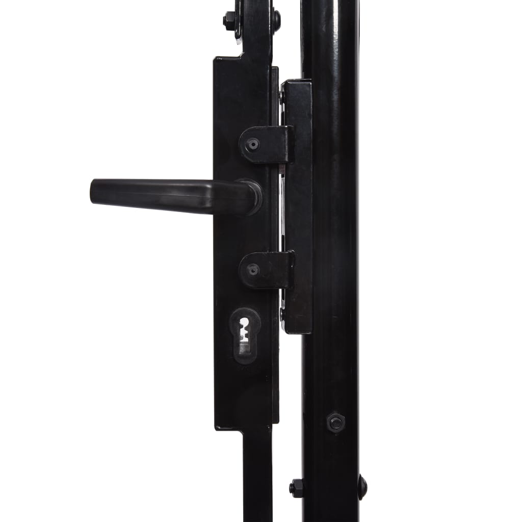 vidaXL Cancela de valla con una puerta y puntas acero negro 1x2 m