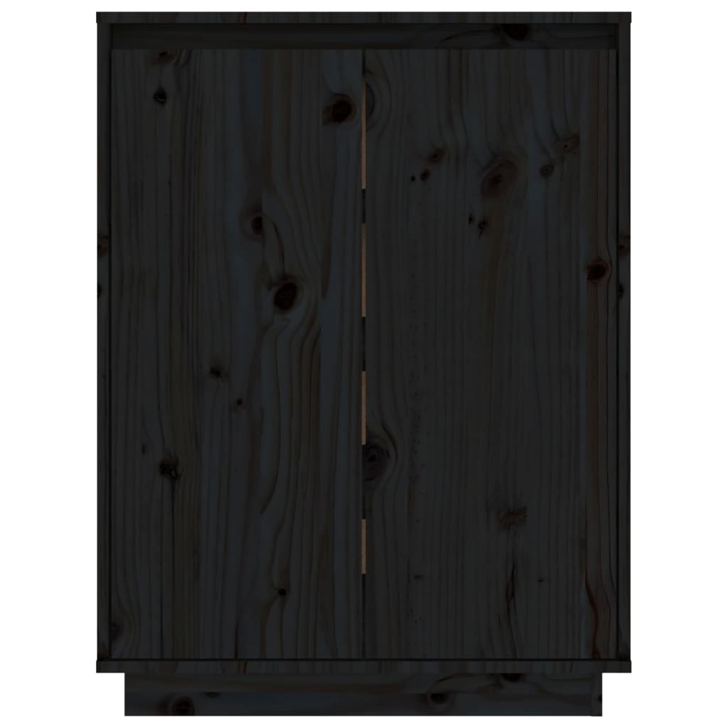 vidaXL Armario zapatero de madera maciza de pino negro 60x35x80 cm