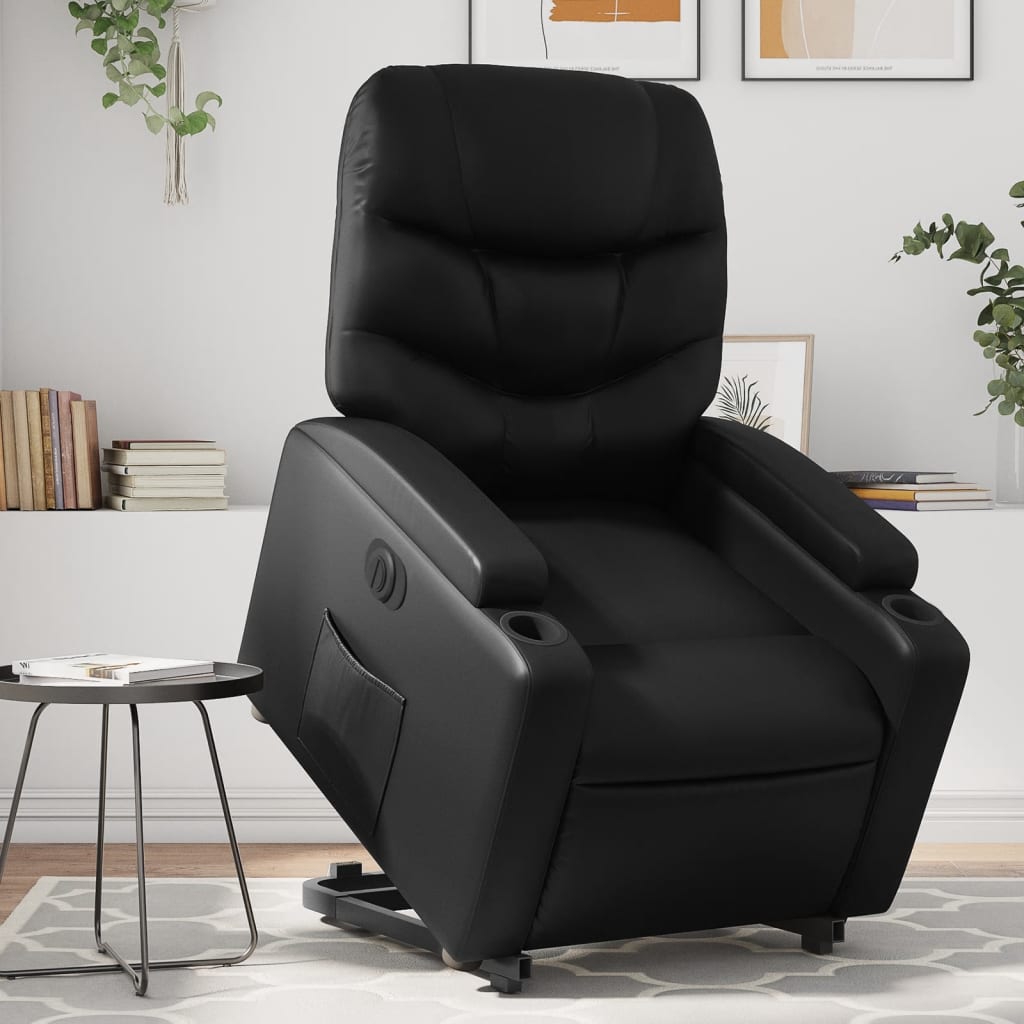 vidaXL Sillón reclinable y elevable eléctrico cuero sintético negro